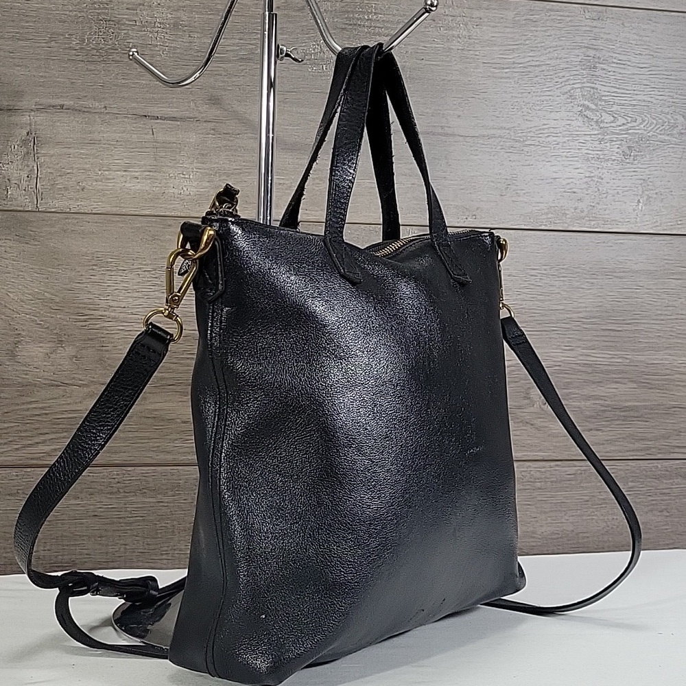 Madewell Small Black Leather Tote Crossbody Bag - Picture 3 of 13